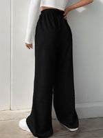 A back view of black Elastic Waist Wide Leg Jogger Pants