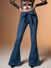 Bow-Tie High-Waisted Flare Jeans