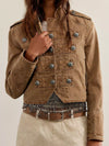 Women's Decorative Button Cropped Jacket