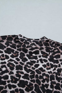 Leopard print fabric on a light gray background