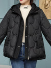 Plus Size Quilted Hooded Puffer Jacket with Snap-Button Closure
