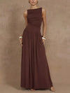Ruched Sleeveless Maxi Dress For Ladies
