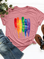 Pink Graphic Round Neck Short Sleeve T-Shirt