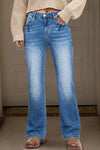Womens summer lightweight Acid Washed Straight Leg Full Length Casual Jeans