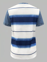 Striped shirt with blue and white colors on a gray background