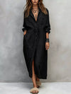 Full Size Button Front Long Sleeve Shirt Dress Plus Size