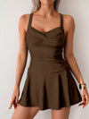 Ladies Full Coverage Swim Dress Twist Front One-Piece Swimsuit