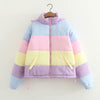 Women's Rainbow Color Block Cotton Jacket