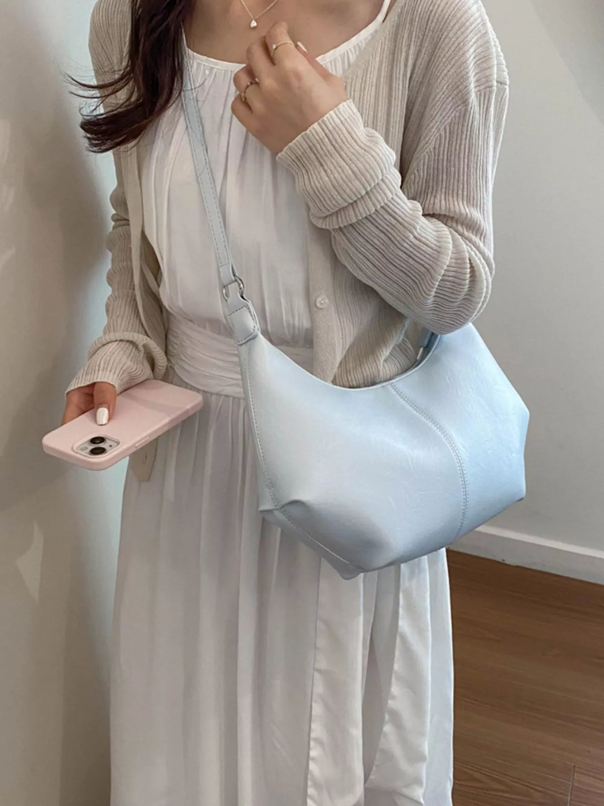 Woman wearing the Adjustable Strap Crossbody Bag