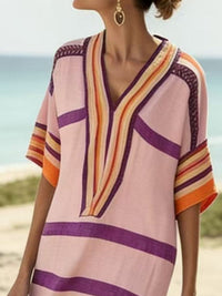 Close up of purple striped dress