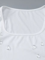 close up of Women's Bead Embellished Square Neck Tank