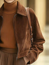 Vintage Suede Zip-Up Cropped Jacket