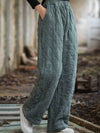 Quilted High-Waisted Wide-Leg Casual Pants