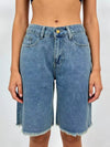 Frayed Hem Relaxed Fit Denim Shorts