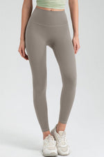 Beige Women's Wide Waistband High Waist Sport Leggings