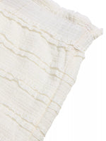 Close-up of textured white fabric on a white background