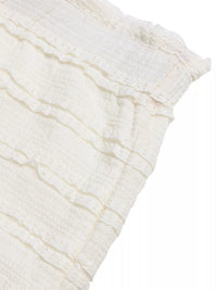 Close-up of textured white fabric on a white background