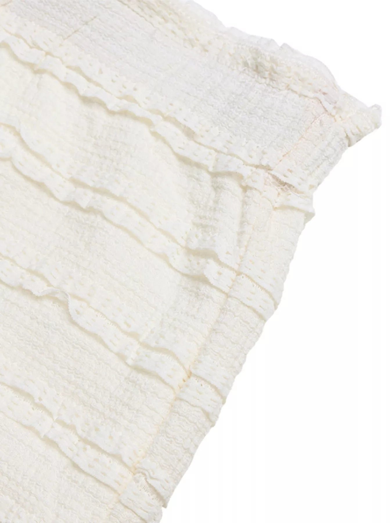 Close-up of textured white fabric on a white background