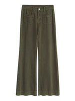Green wide-leg pants on a white background