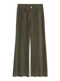 Green wide-leg pants on a white background