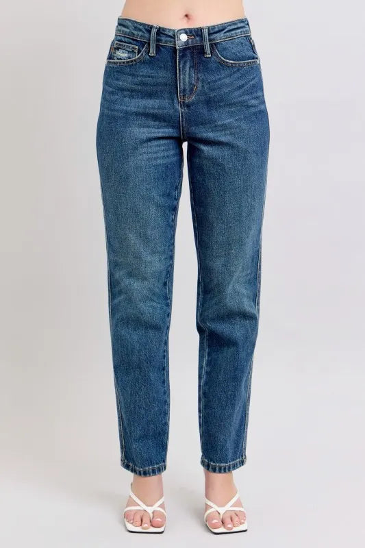 Blue jeans on a plain background