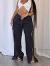 Drawstring Cargo Pants with Zipper Accents