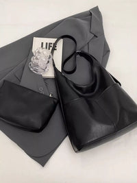 Black Adjustable Strap Shoulder Bag For Women