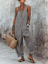 Womens Full Size Striped Square Neck Wide Leg Jumpsuit Plus Size