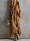 Long Sleeve Hooded Midi Dress with Pockets