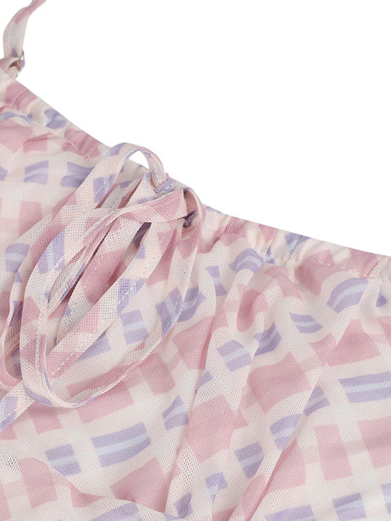 Pink and purple patterned fabric on a white background