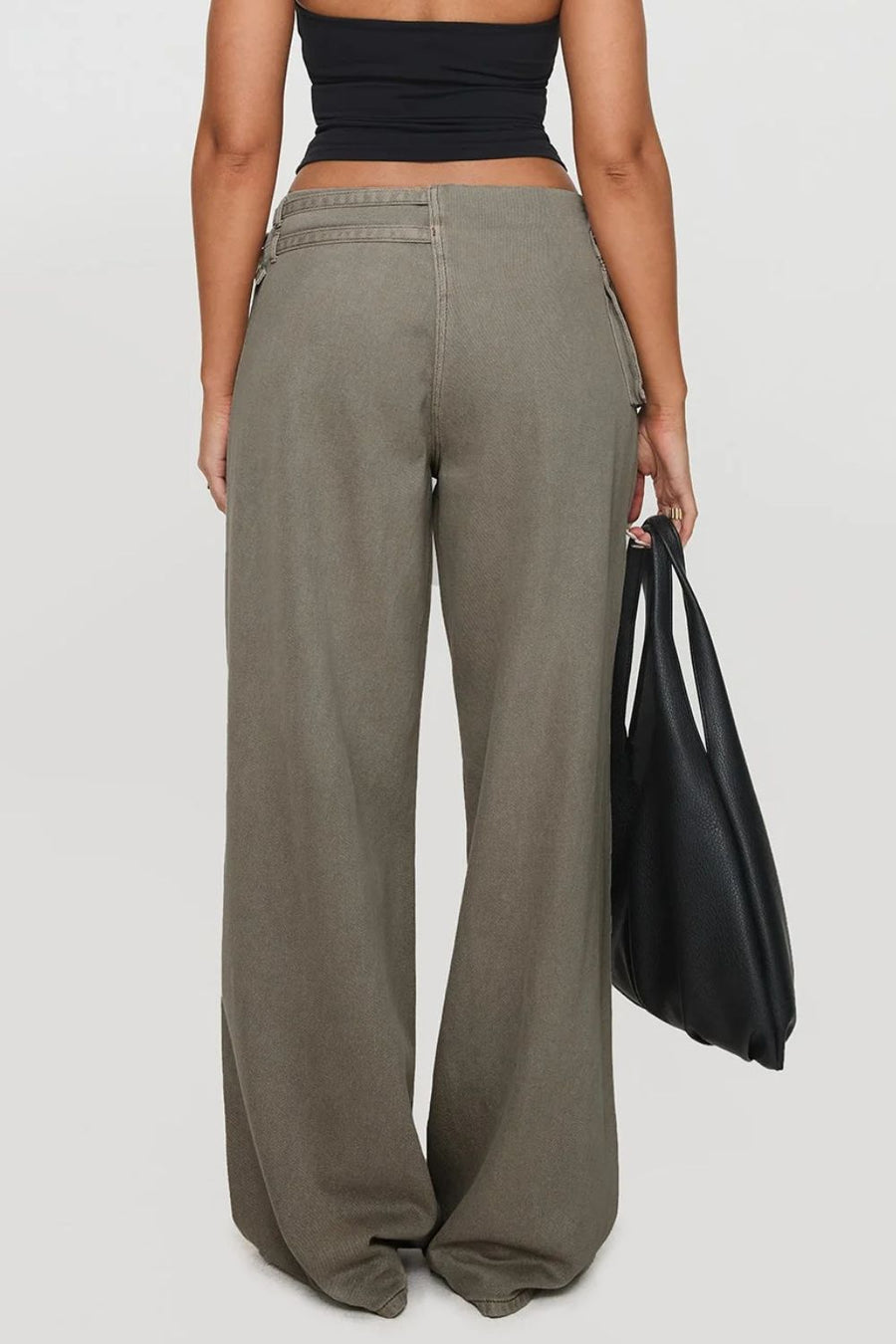 Back view of Wide Leg Jeans with Pockets