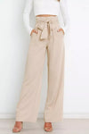 High Waist Tie Front Wide Leg Pants