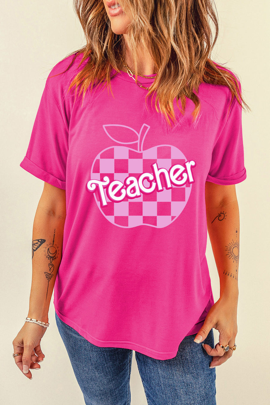 Full view of Graphic Round Neck Short Sleeve T-Shirt