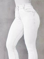 White jeans on a gray background