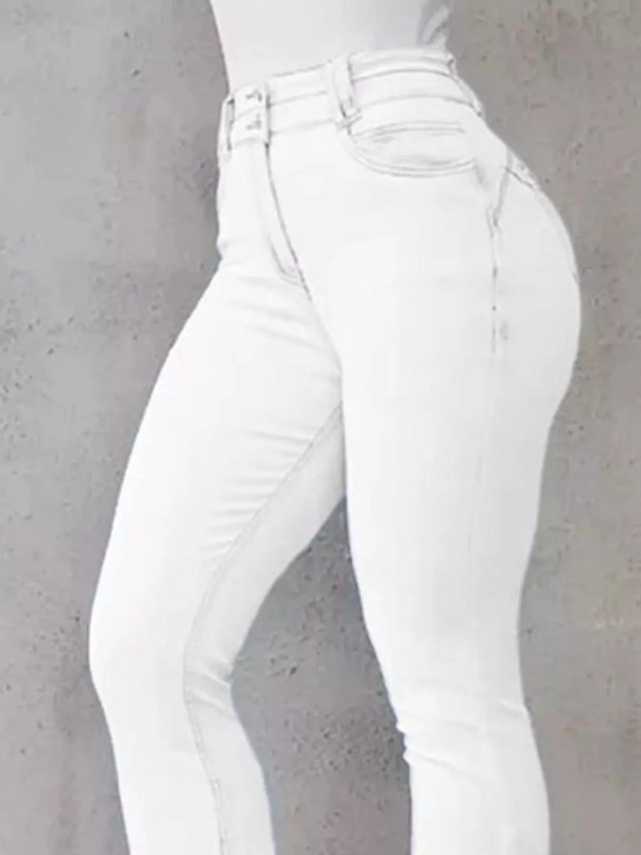 White jeans on a gray background