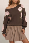 Floral Print Drop Shoulder Relaxed Sweater