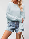 Crew Neck Dropped Shoulder Sweater For Women