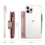 Phone case with dimensions displayed on a white background