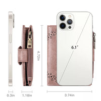 Phone case with dimensions displayed on a white background