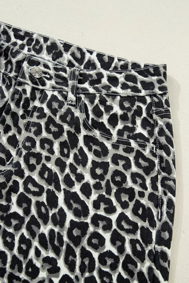 Leopard print pants on a white background
