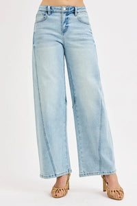 Light blue jeans on a white background