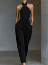 Halter Neck Wide-Leg Jumpsuit with Waist-Tie Detail