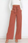 High Waist Tie Front Wide Leg Pants