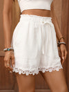 Lace Trim Drawstring Waist Shorts