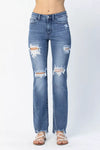 Women Judy Blue Full Size Mid Rise Destroy Straight Jeans Plus Size