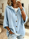 Women's Hooded Button-Down Knit Cardigan