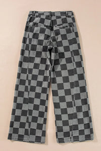 Checkered pants on a beige background