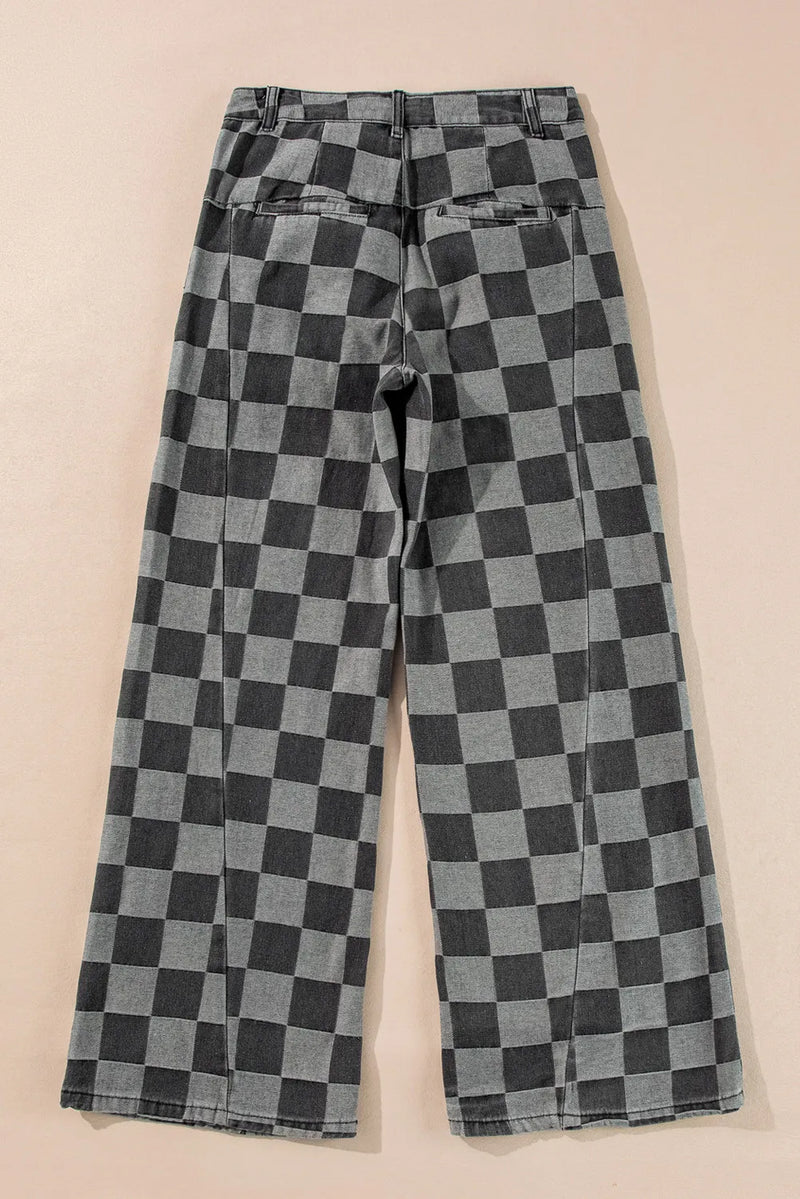 Checkered pants on a beige background
