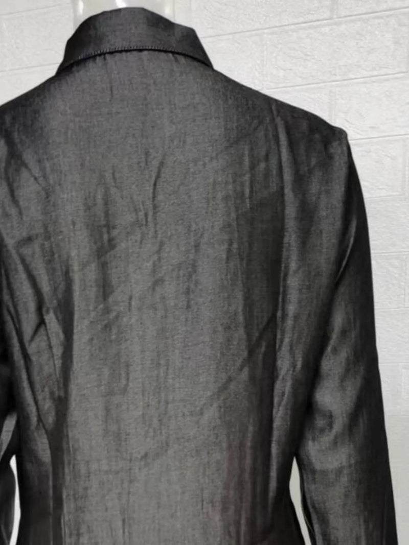 Dark gray suit jacket on a white background
