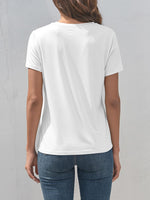 Back view of white Dragonfly Graphic Round Neck Short Sleeve T-Shirt